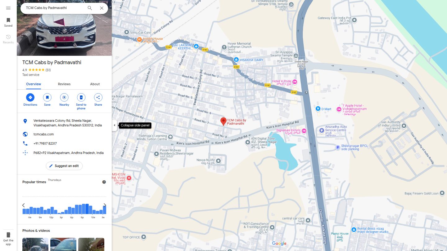 TCM Cabs Google Maps Listing